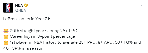 19亿次联盟第一！39岁詹皇仍是NBA门面 又破纪录连创历史第一神迹(4)