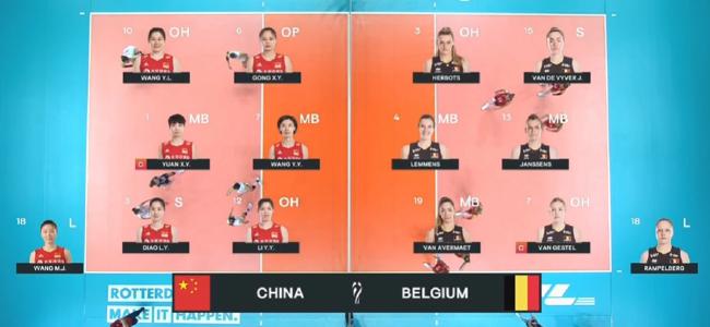 中国女排对阵比利时首发 队长袁心玥领衔最强阵(1)