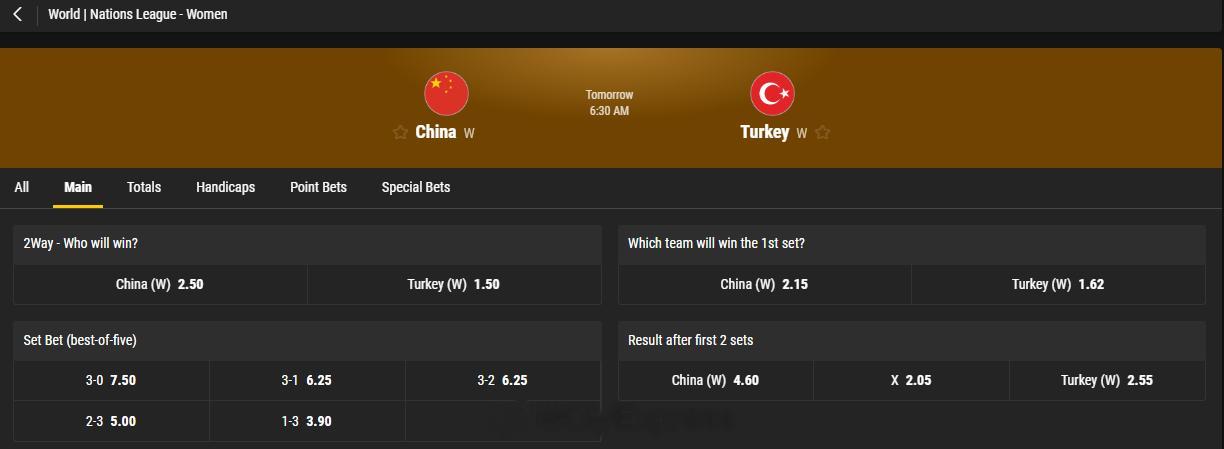 【赔率看好土耳其女排3-0胜中国夺冠】#中国女排vs土耳其女排# #国家女排联赛(1)