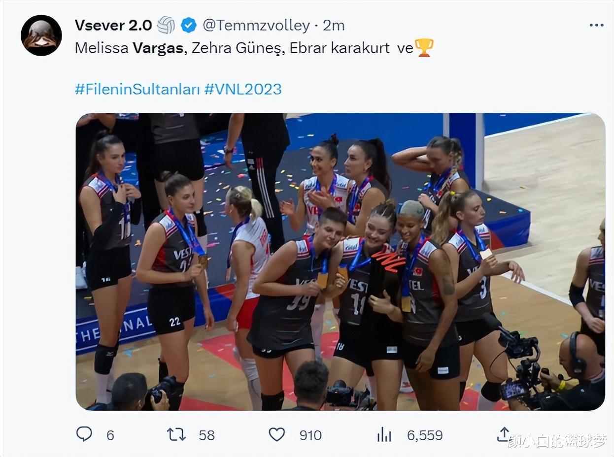 土耳其女排夺冠正式登顶世界第一：瓦尔加斯加冕MVP 碰头庆祝火出圈(1)