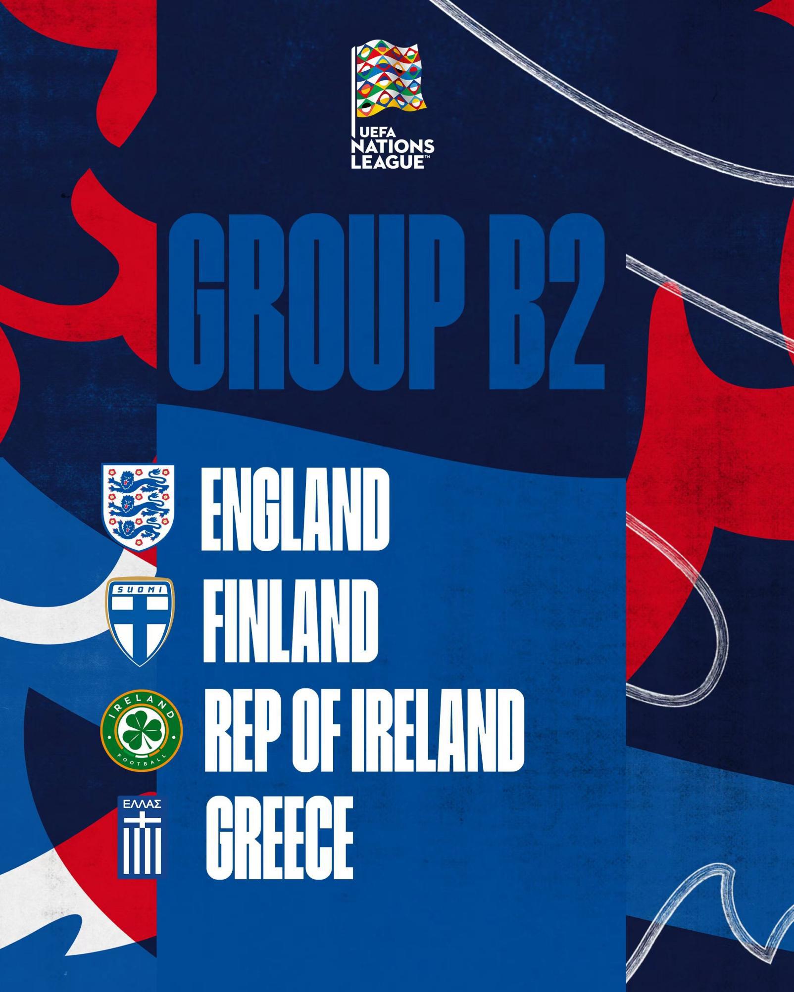 英格兰 2024-25欧洲国家联赛抽签结果(1)