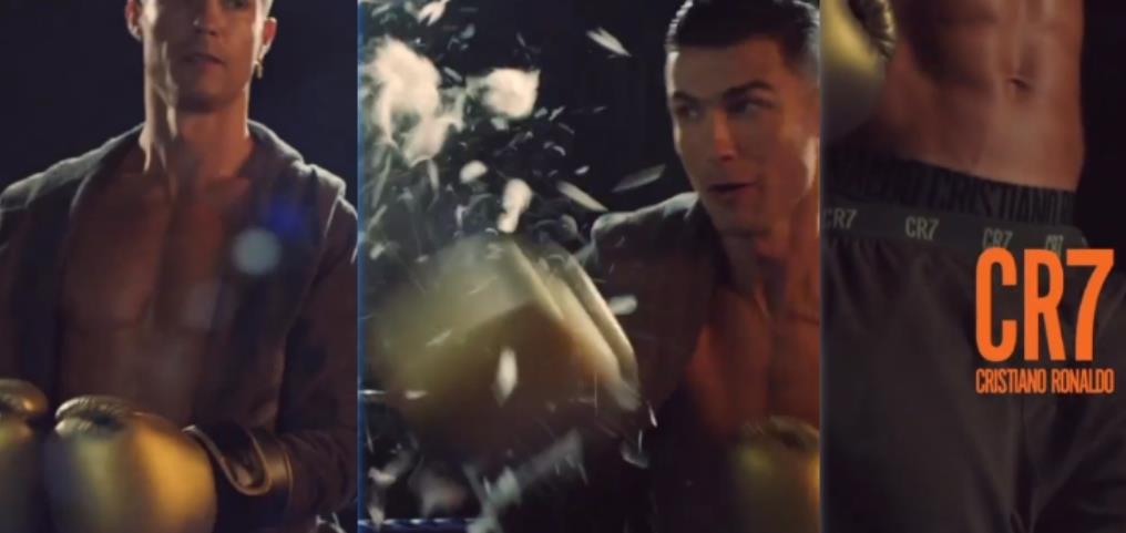 C罗为内裤品牌CR7拍摄广告片：化身拳击手，37岁腹肌不输年轻人(1)
