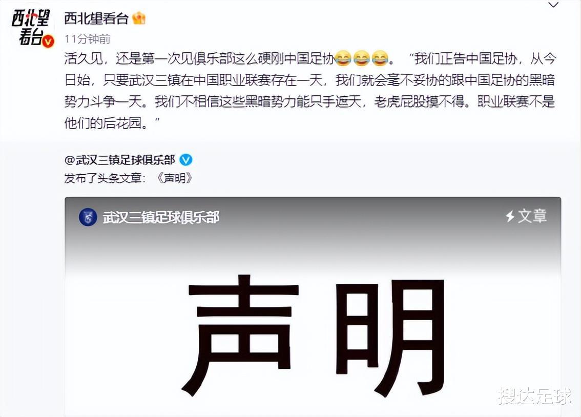 武汉三镇指控足协三宗罪！网友：阴阳怪气，没证据在这乱扣帽子(2)