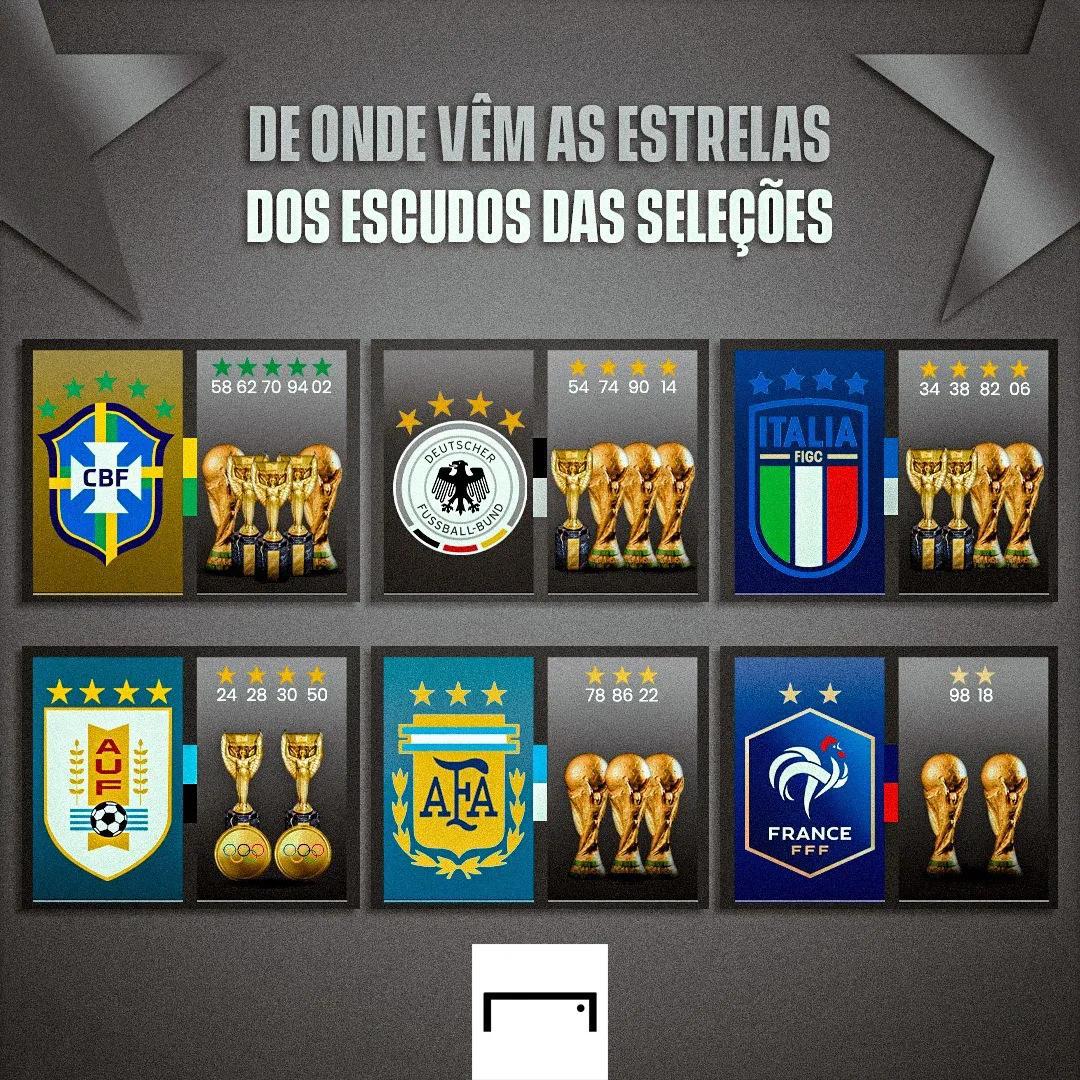 国家队队徽上的星星代表什么？

巴西 - 5次世界杯冠军
德国 - 4次世界杯冠(1)