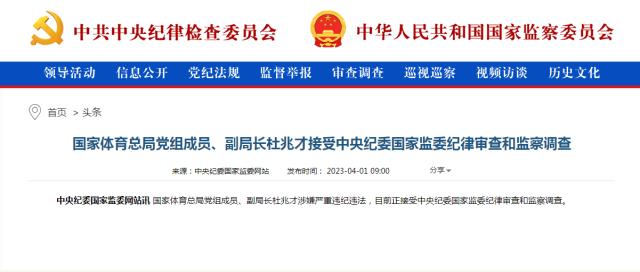 官方：体育总局副局长、足协党委书记杜兆才被查(2)