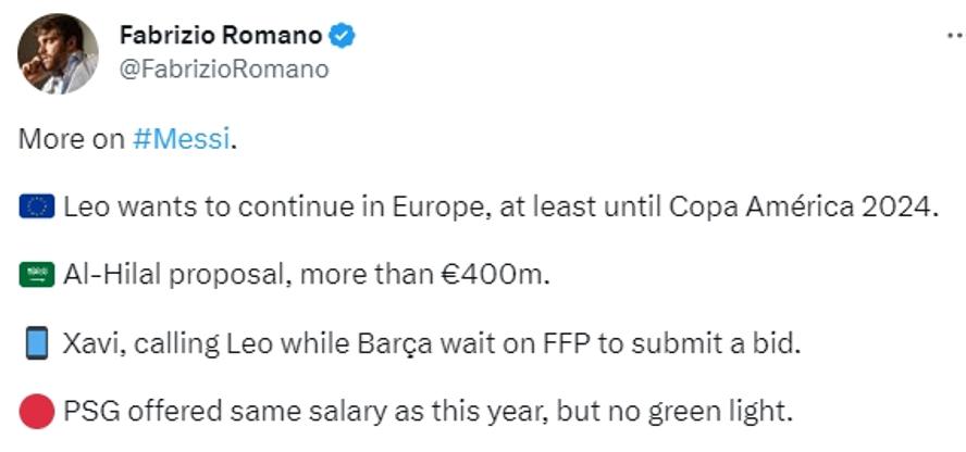 梅西收4亿欧年薪报价！哈维给他打电话，巴萨要竞争？
近日，关于梅西的未来，出现了(2)