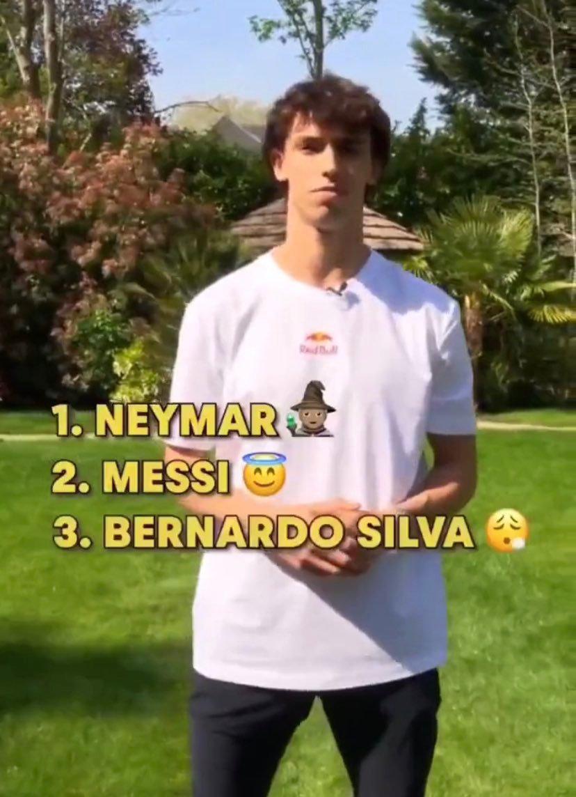 葡萄牙球星菲利克斯最喜欢的四人组搭档：梅西、内马尔、B席#阿根廷球迷俱乐部[超话(1)