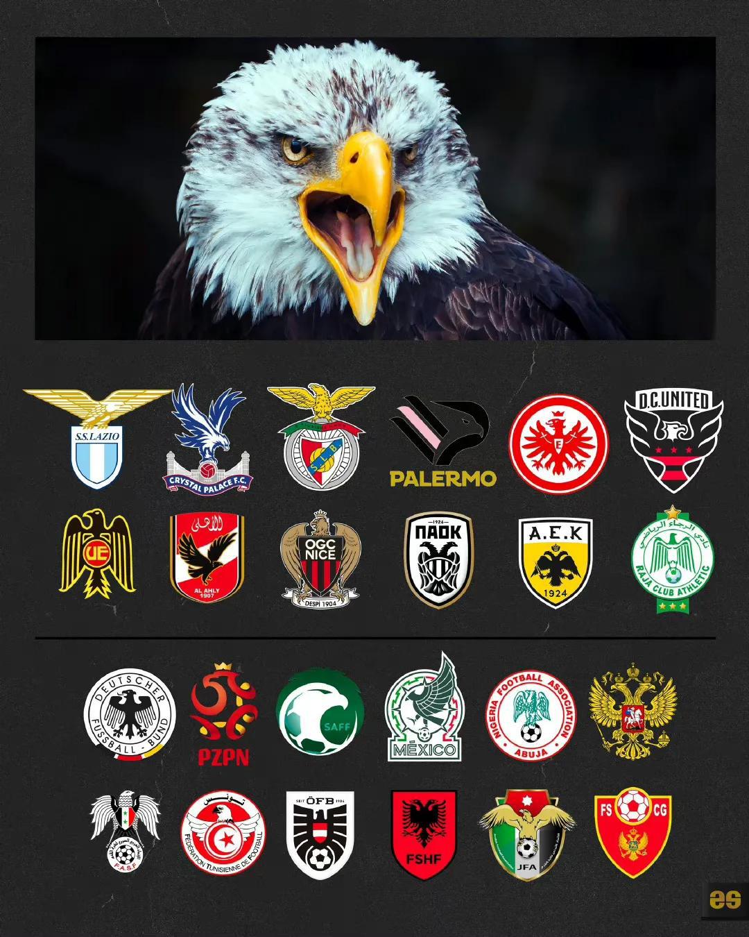 这个有意思，知名足球队上队徽的动物。

罗马和狼队都是狼。

莱斯特城是狐狸。
(3)