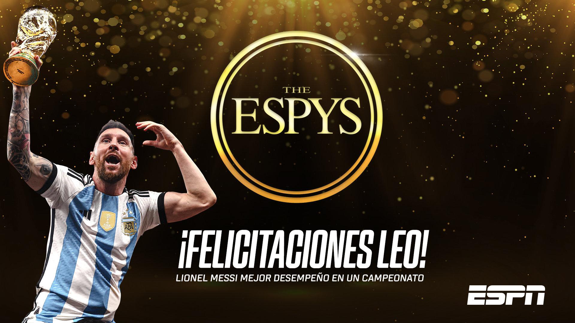 世界杯7球3助！官方：#梅西获得ESPY最佳冠军表现奖# ESPY颁奖典礼今日举(1)